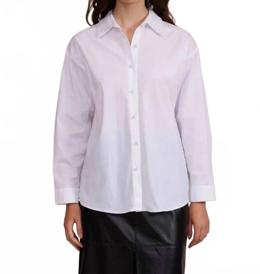 NEW LUCY PARIS flossie button down top in pearl white